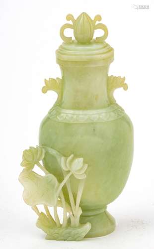 Burmese Burmese Jade Vase, Celadon Green Color C. 19th.c., H...