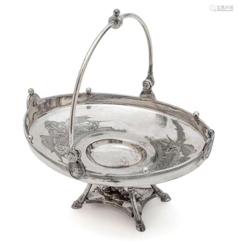 Aesthetic Movement, SIlver Plated Centerpiece Basket, H 6`` ...