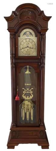 Sligh Sligh Chippendale Mahogany Tall Case Chime Clock H 88`...