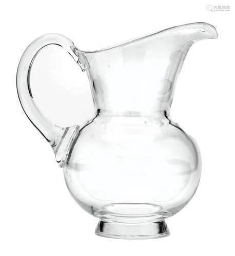 Steuben Steuben Crystal Water Pitcher C. 1950, H 9`` L 8.25`...