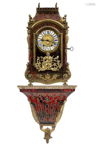 French Boulle Mantel Clock And Shelf, Two Pieces,, H 19`` W ...