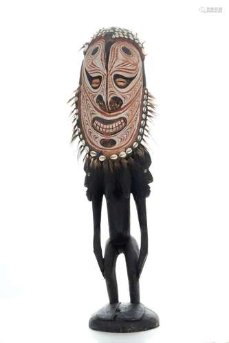 New Guinea New Guinea Carved Wood Standing Figure H 37`` W 1...