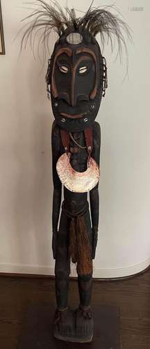 New Guinea New Guinea Tall Wood Standing Figure H 62`` W 11`...