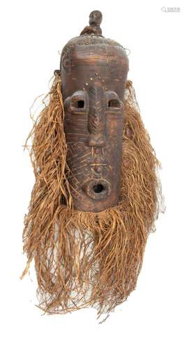 Congo (Zaire) Witch Doctor`s Carved Wood & Snake Skin He...