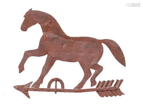 Horse Formed Patinated Metal Weathervane H 24.5`` W 30.5``