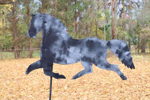 Folk Art Horse Weathervane On Stand, H 79`` W 39``