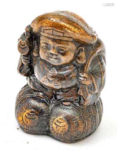 Chinese Chinese Bronze Netsuke, Daikokuten, H 2.5``