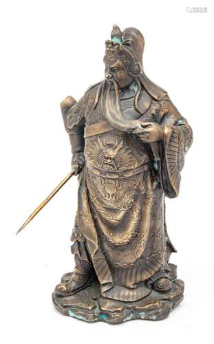 Japanese Japanese Bronze Sculpture, Emperor With Spear C. 19...