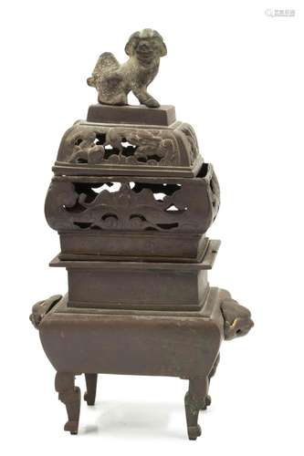 Cambodia Bronze Incense Burner 19Th.C. H 13" W 7 1/2&qu...