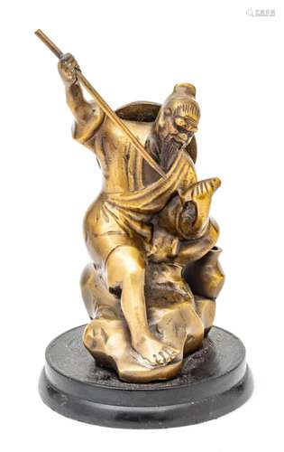 Japanese Japanese Bronze Fisherman With Spear H 8``