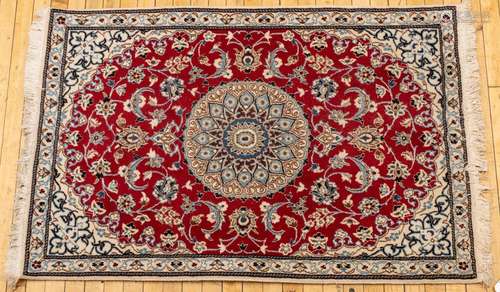 Persian Nain Wool Rug, C. 1990, W 34`` L 52``