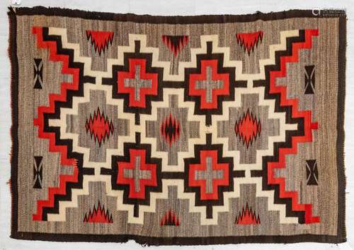 Navajo Woven Wool Carpet C. 1910, Arizona, W 5.3`` L 7.8``