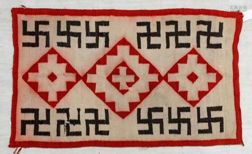 Navajo Navajo Woven Wool Carpet C. 1900, W 3` L 4.11`