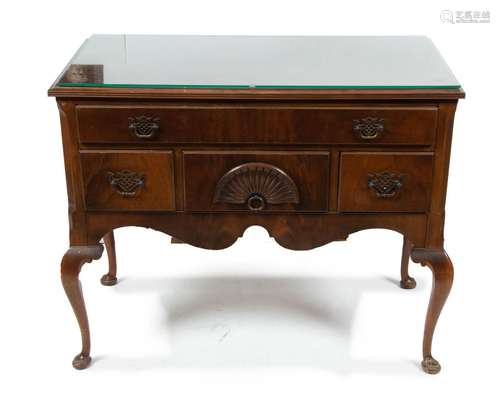 Queen Anne Style Mahogany Lowboy 1940, W 36`` Depth 19``