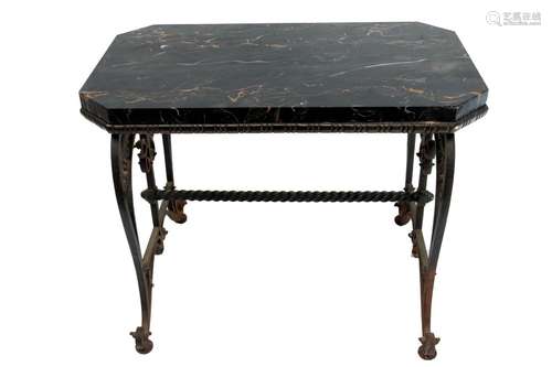 Wrought Iron Base, Marble Top Table, Wrought Iron Base, Marb...