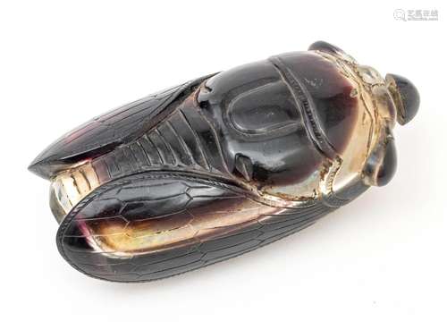 Chinese Magnum Smoky Quartz Beetle Snuff Bottle, C. 19th.c.,...