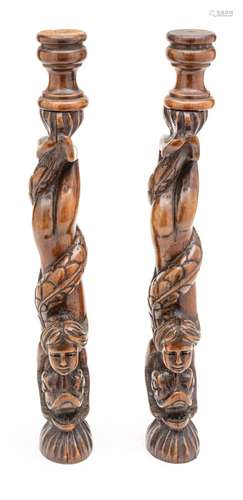 Carved Mahogany Caryatid, Mermaid And Dolphin H 21``