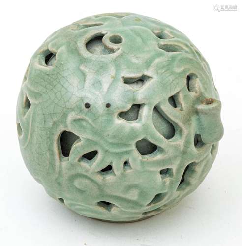 Chinese Chinese Celadon Pottery Water Dropper, Reticulated S...