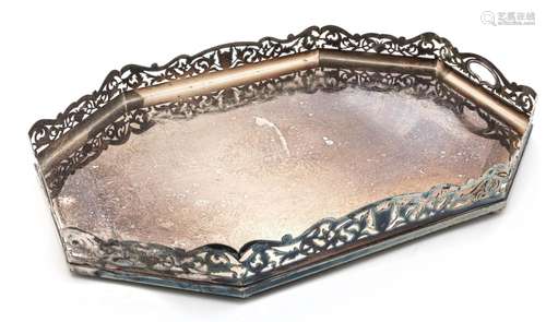 English Silverplate Gallery Tray, Late 19Th C., W 18", ...