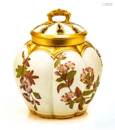 Royal Worcester (British, Est. 1751), Covered Jar, H 8"...