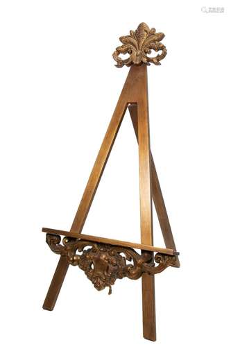 Carved Walnut Easel C. 1940, H 73`` W 34``