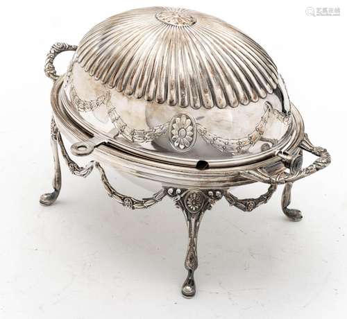 English Silverplate Rolling Cover Entree Dish, Early 20Th C....