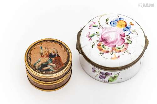 English Battersea Enamel Snuff Box And One Other English Bat...