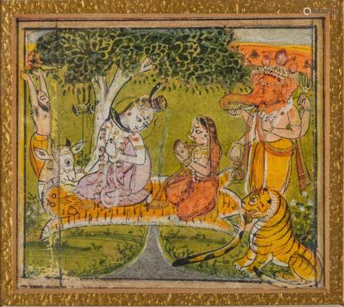 Indian Illuminated Manuscripts On Parchment, H 8`` W 6`` 3 p...