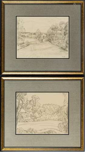 Julia Roecker (American, 1887-1988), Pencil Drawings, Pair, ...