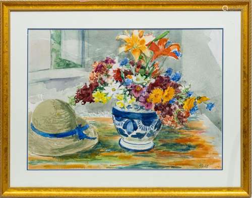 Marjorie Hecht, Watercolor, H 21" W 29" Still Life...