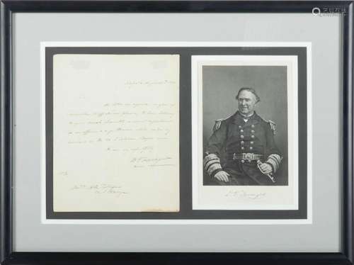 D.E. Farragut, D.E. Farragut, Ink Penned Recognition Letter,...