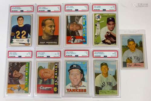 Vintage 1950s/60s Baseball And Football Cards, Nine Pieces, ...