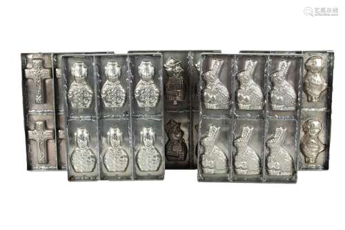 Steel Flat Candy Molds C. 1900, H 12.5`` W 16`` 5 pcs