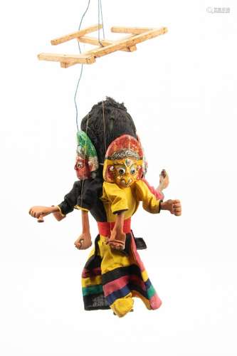 Nepal Paper Mache And Terra Cotta Puppet H 15" W 10&quo...