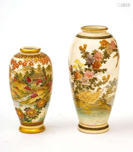 Japanese Japanese Satsuma Pottery Vases, Signed Shozan C. 19...