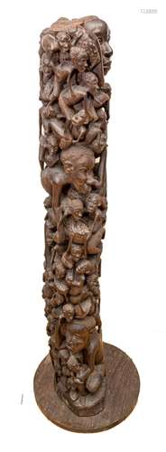 African Ivory Coast African Ivory Coast Carved Totem, Stacke...