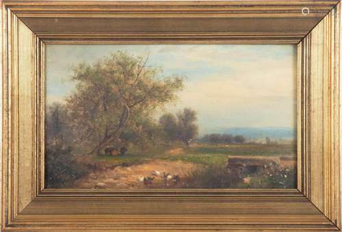 J.H.D. J.H.D. Oil On Canvas C. Dated 1869, Farm Scene, H 7``...