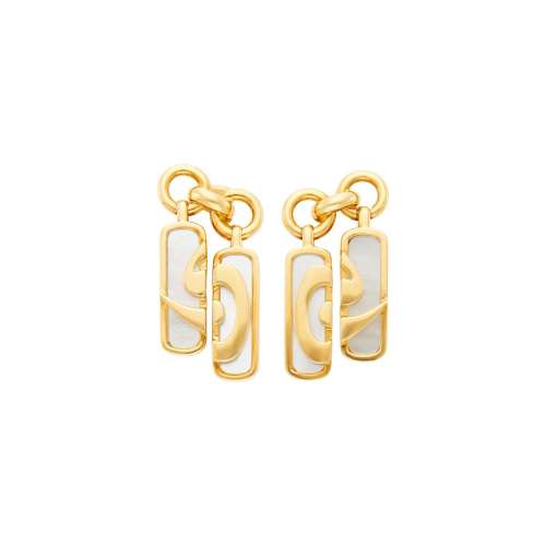 Bulgari Pair of Gold and Mother-of-Pearl Pendant-Earclips
