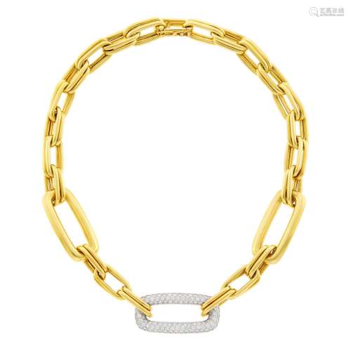 Marlene Stowe Gold, Platinum and Diamond Link Necklace