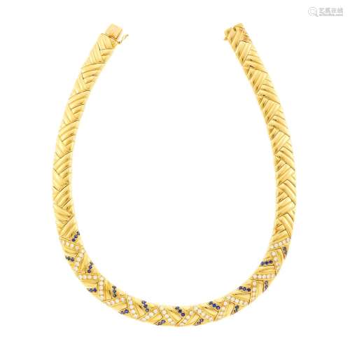 Gold, Sapphire and Diamond Necklace, France