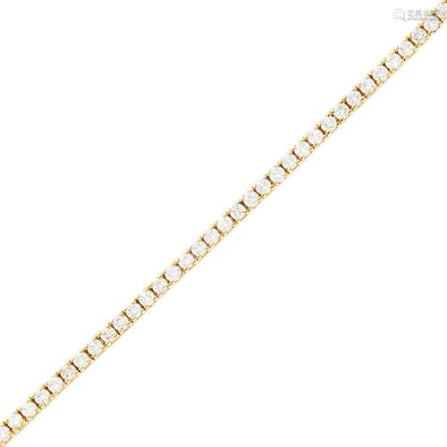 Gold and Diamond Bracelet14 kt., 47 round diamonds ap. 5.65 ...