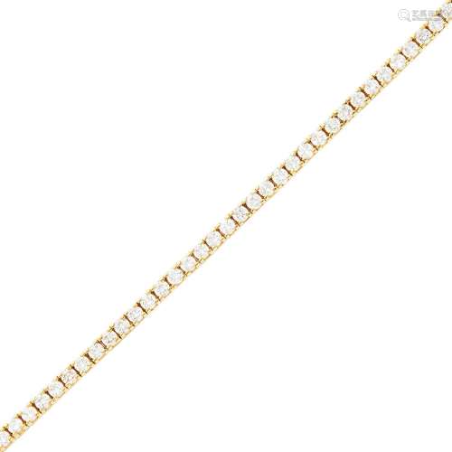 Gold and Diamond Bracelet14 kt., 47 round diamonds ap. 5.65 ...