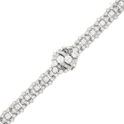 Movado Platinum and Diamond Bracelet-Watch