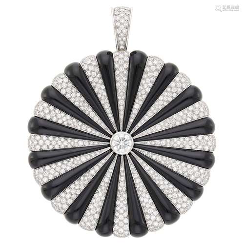 Theo Fennell Platinum, Black Onyx and Diamond Pendant