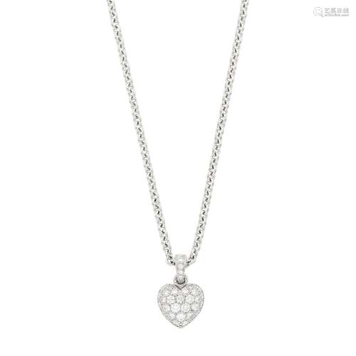 Cartier White Gold and Diamond Heart Pendant-Necklace