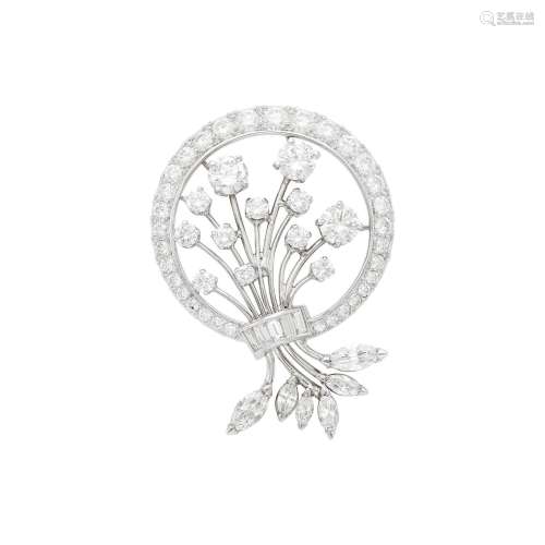 Platinum and Diamond Bouquet Brooch