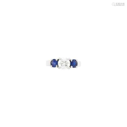 White Gold, Diamond and Sapphire Ring