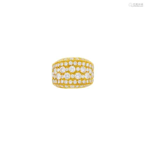 Wide Gold and Diamond Band Ring