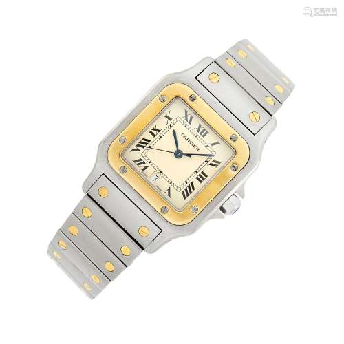 Cartier Stainless Steel and Gold `Santos` Wristwatch
