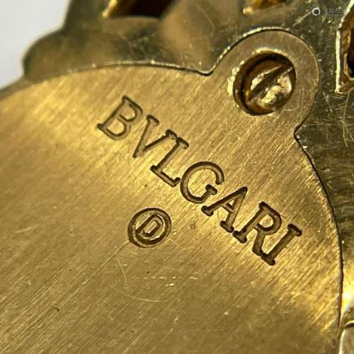 Bulgari Gold and Black Leather `Antalya` Bangle-Watch